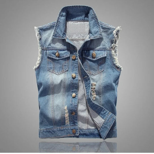 Jacob Mason Distressed Denim Vest