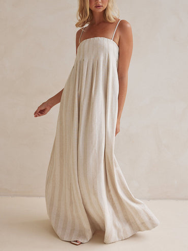 Casual Fashion Halter Neck Striped Maxi Dress