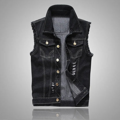 Jacob Mason Distressed Denim Vest