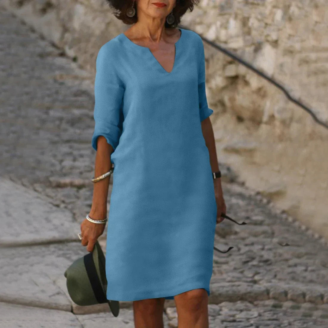 Sophia Clay Linen Midi Dress