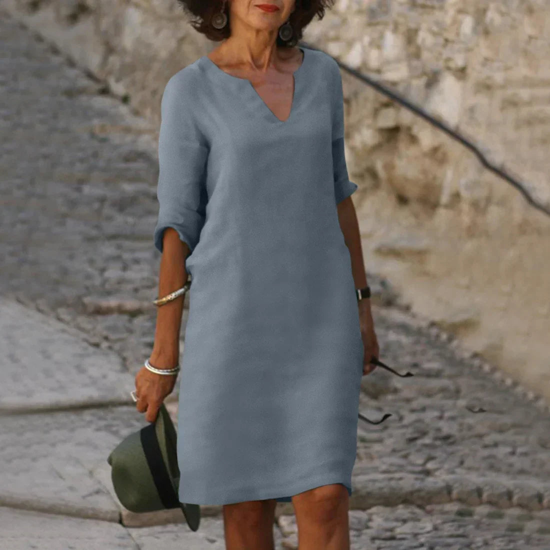 Sophia Clay Linen Midi Dress