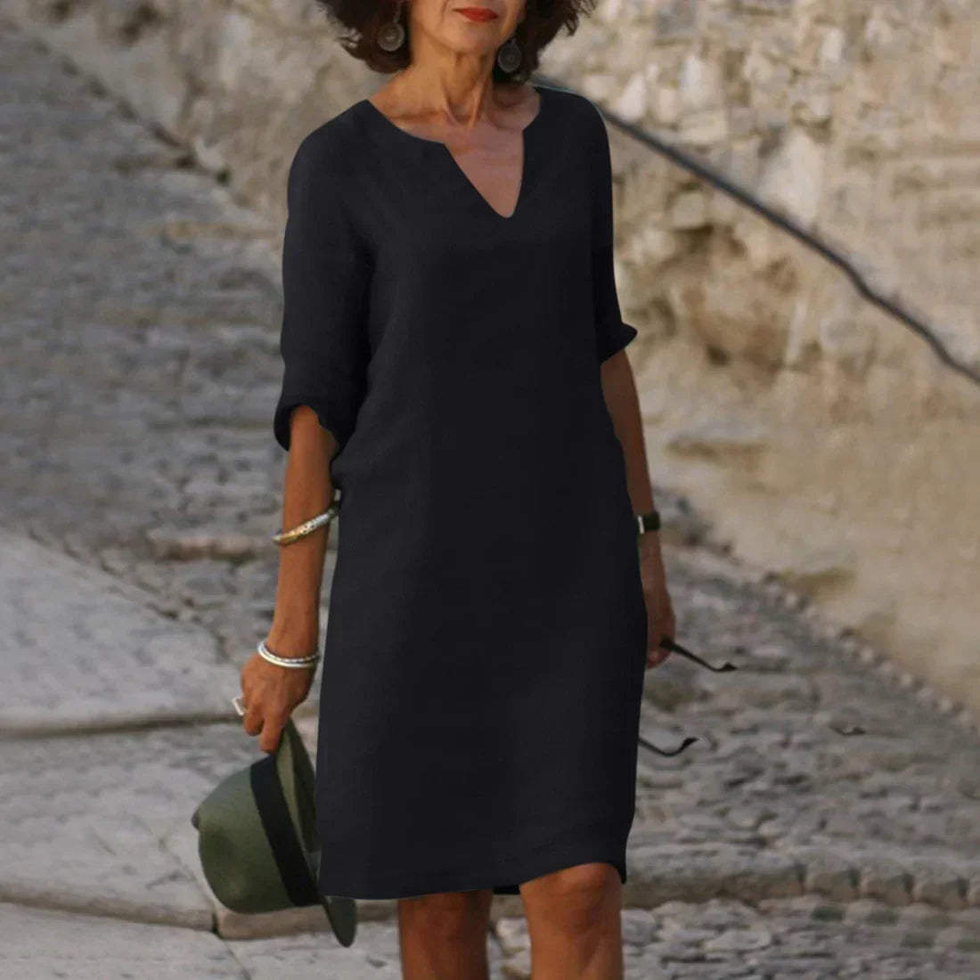 Sophia Clay Linen Midi Dress