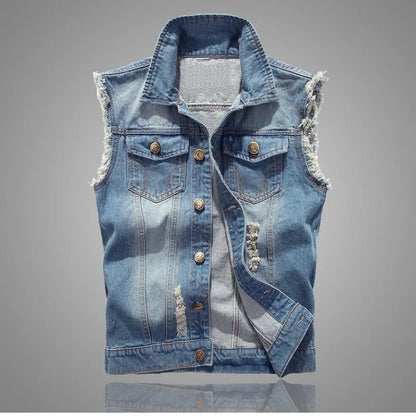 Jacob Mason Distressed Denim Vest