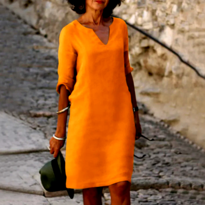 Sophia Clay Linen Midi Dress