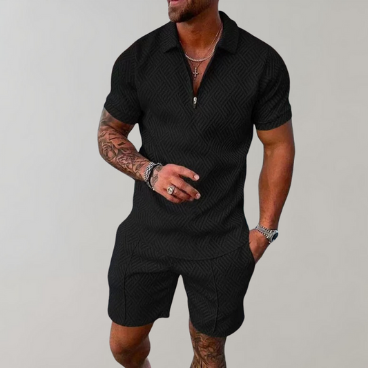 Ryan Textured Zip Polo Set